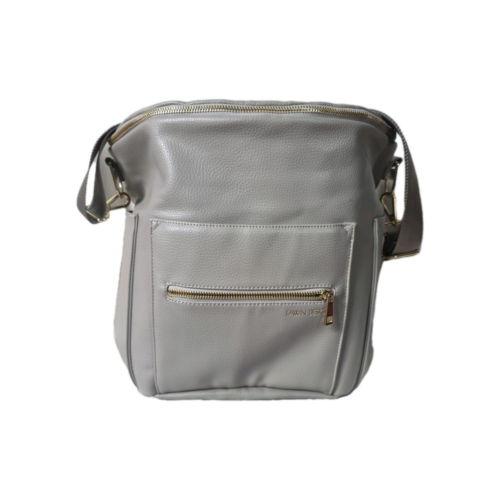 Fawn Design The Original Diaper Bag Gray Vegan Leather Convertible Backpack Tote